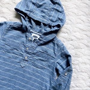 Hooded Chambray Shirt with stripes
